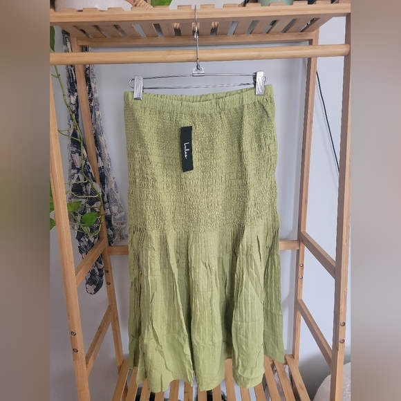 Lulus Out In The Sun Lime Green Smocked Midi Skirt - Size S - Picture 6 of 7